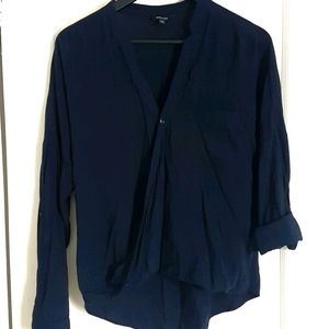Navy Blue High Low Blouse